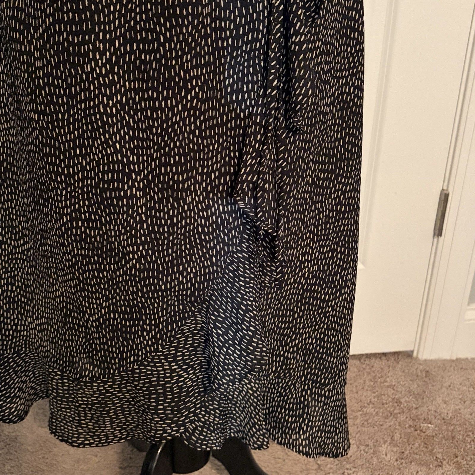 Nwt Amalli Talli Black White Polka Dot Long Sleeve Wrap Maxi Dress Womens Medium — image 5 of 8